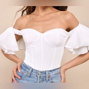 Lulus Off-Shoulder White Bustier Bodysuit